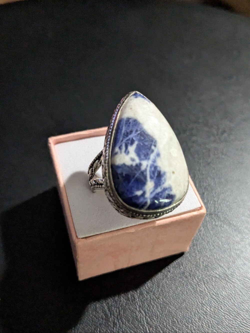 Handcrafted High+Profile Sodalite Oversized  Teardrop Ring (10)